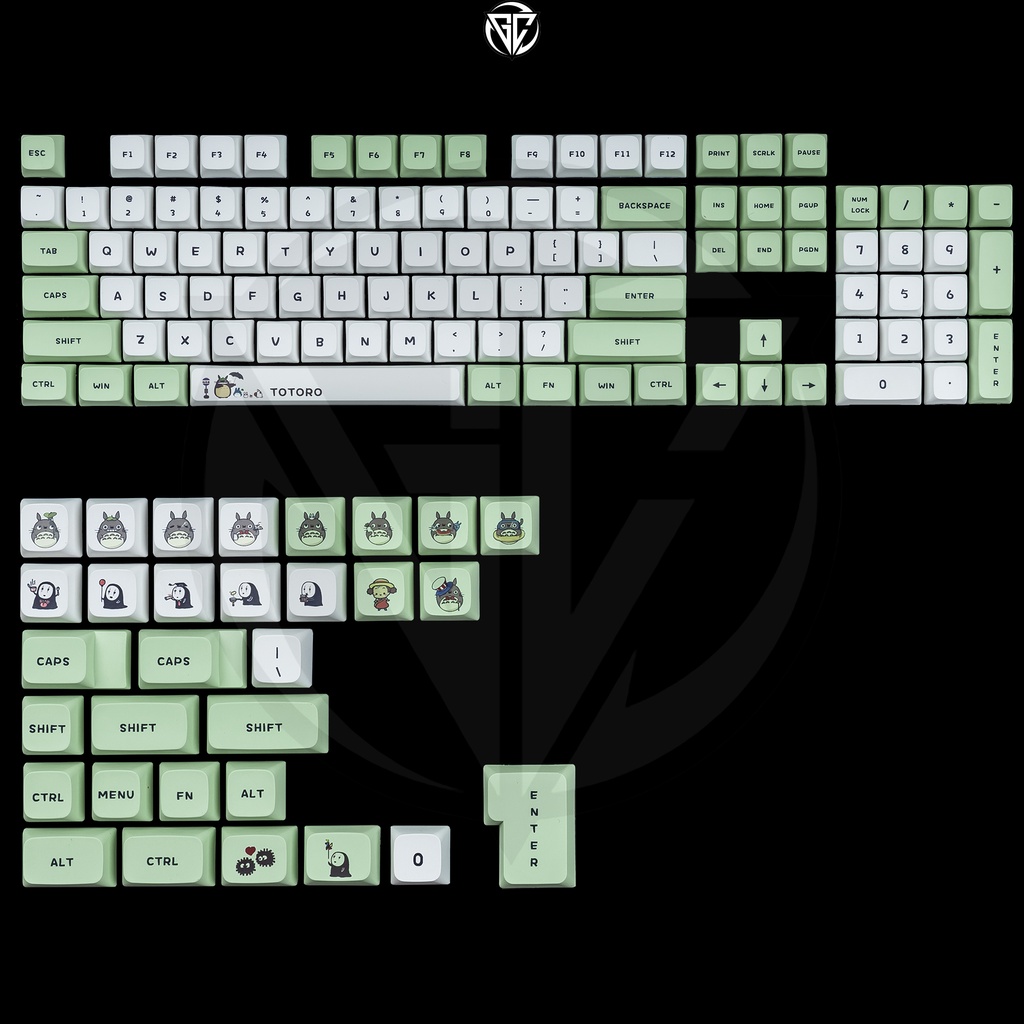 Keycap my neighbor totoro xda 135 nút bàn phím cơ thick pbt