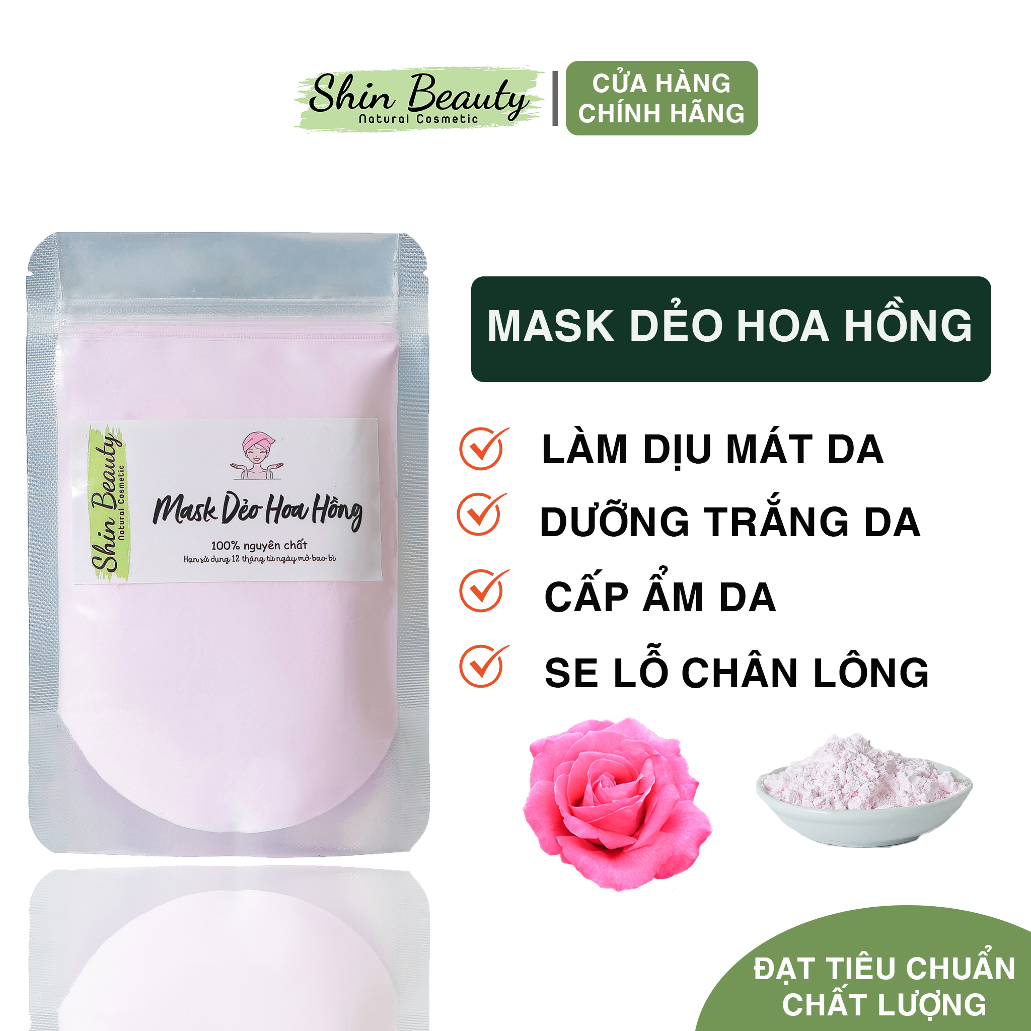 Mask Dẻo Hoa Hồng Shin Beauty dưỡng sáng và cấp ẩm da chuyên dùng trong Spa