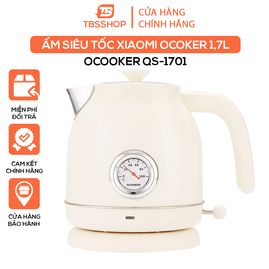 Ấm siêu tốc Xiaomi OCooker 1,7L Thiết kế cổ điển cao cấp