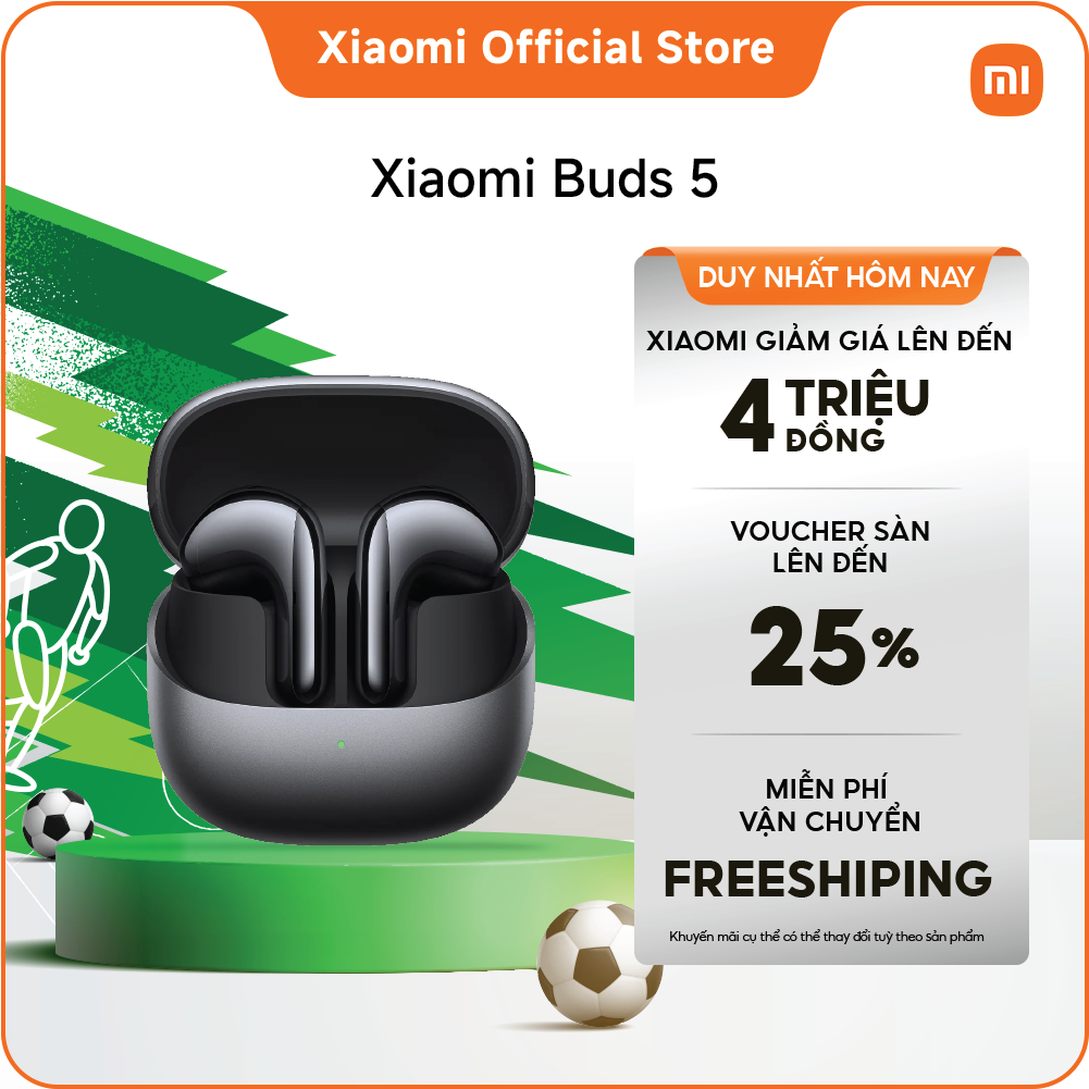 Tai nghe Bluetooth Xiaomi Buds 5 | Qualcomm® aptX™ Lossless và Hi-Res Audio | Trang bị công nghệ tinh chỉnh Harman AudioEFX và tích hợp âm thanh nổi | Ba micrô với công nghệ khử tiếng ồn bằng AI