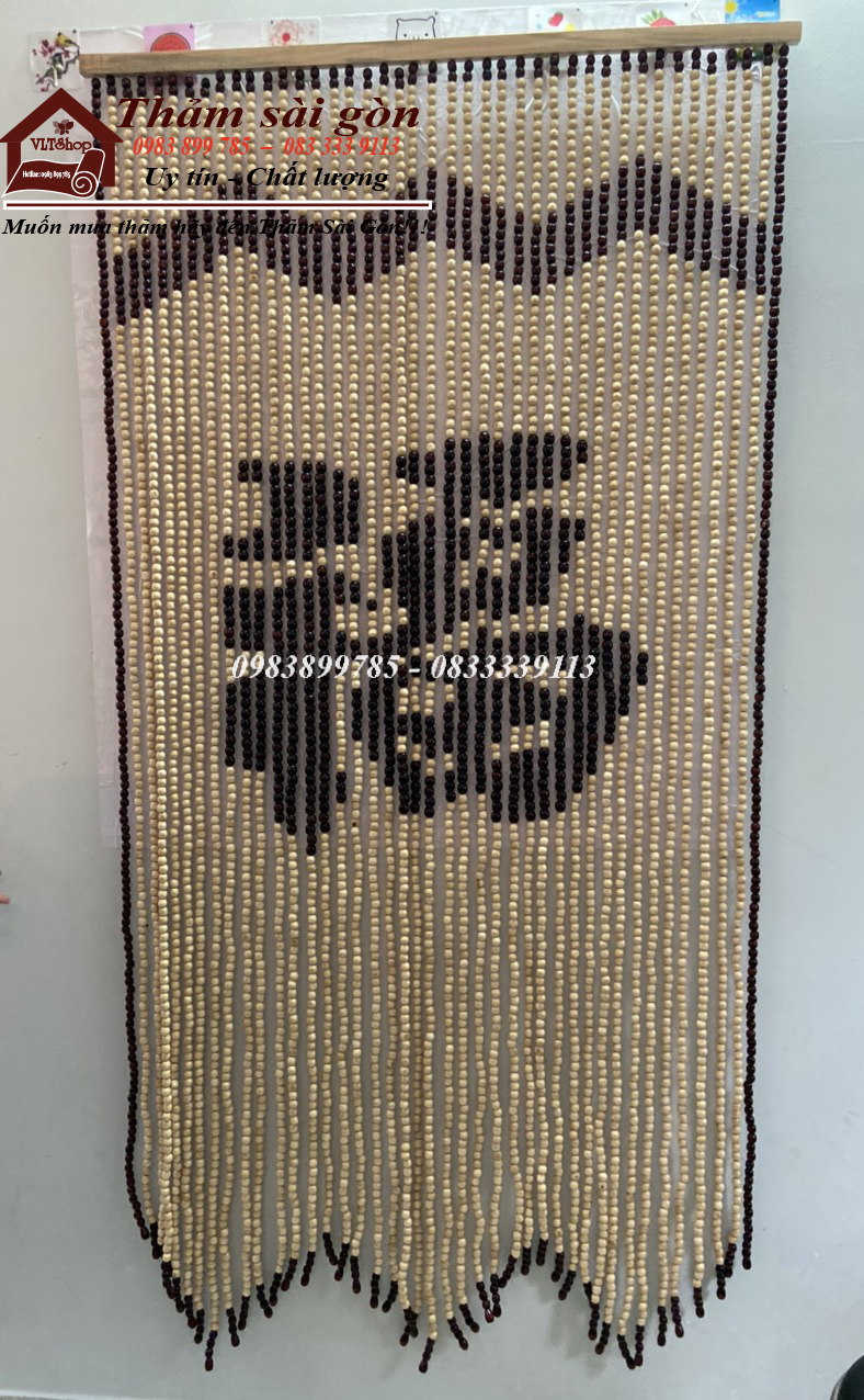 [1m x 2m] Mành hạt gỗ chữ Phúc đẹp sang trọng, mành trang trí