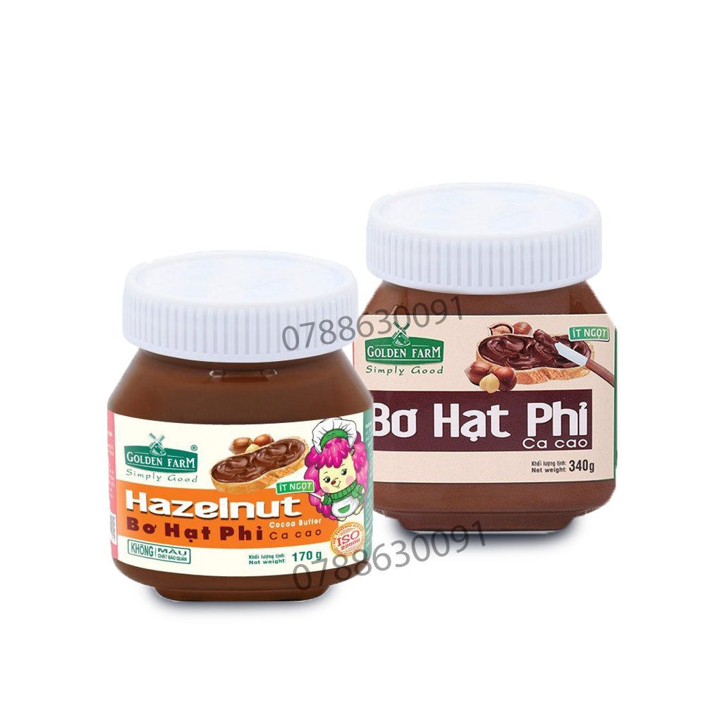 Bơ hạt phỉ ca cao golden farm hũ 170g/340g - thơm ngon
