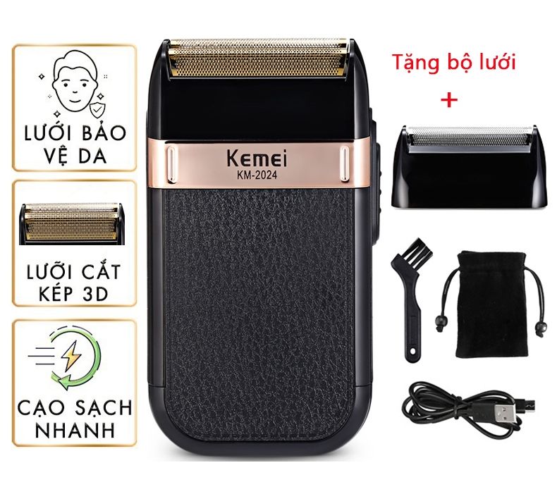 Máy cạo râu khô kiêm chấn viền kemei KM 2024