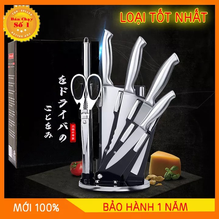 Bộ dao làm bếp 6 món - Dao chặt xương - Dao thái thịt cá - Dao thái rau củ - Dao gọt hoa quả - Kéo nhà bếp - Dao kéo nhà bếp - Chất liệu an toàn - Bảo hành 12 tháng