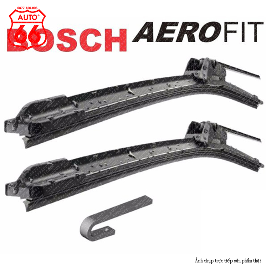 Cần gạt mưa Bocsh Aerofit xương mềm silicon, khớp nối móc câu dễ dàng thay thế, đủ size từ 14 inch đến 26 inch cho mọi loại xe, tặng 3 viên sủi rửa kính khi mua bộ 2 cần.