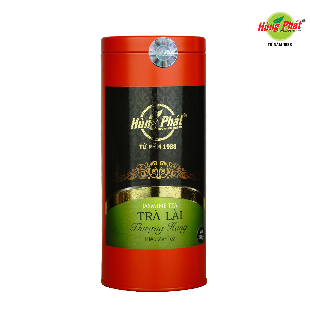 Trà lài thượng hạng vị đậm hộp thiếc sang trọng 80g - trà hùng phát