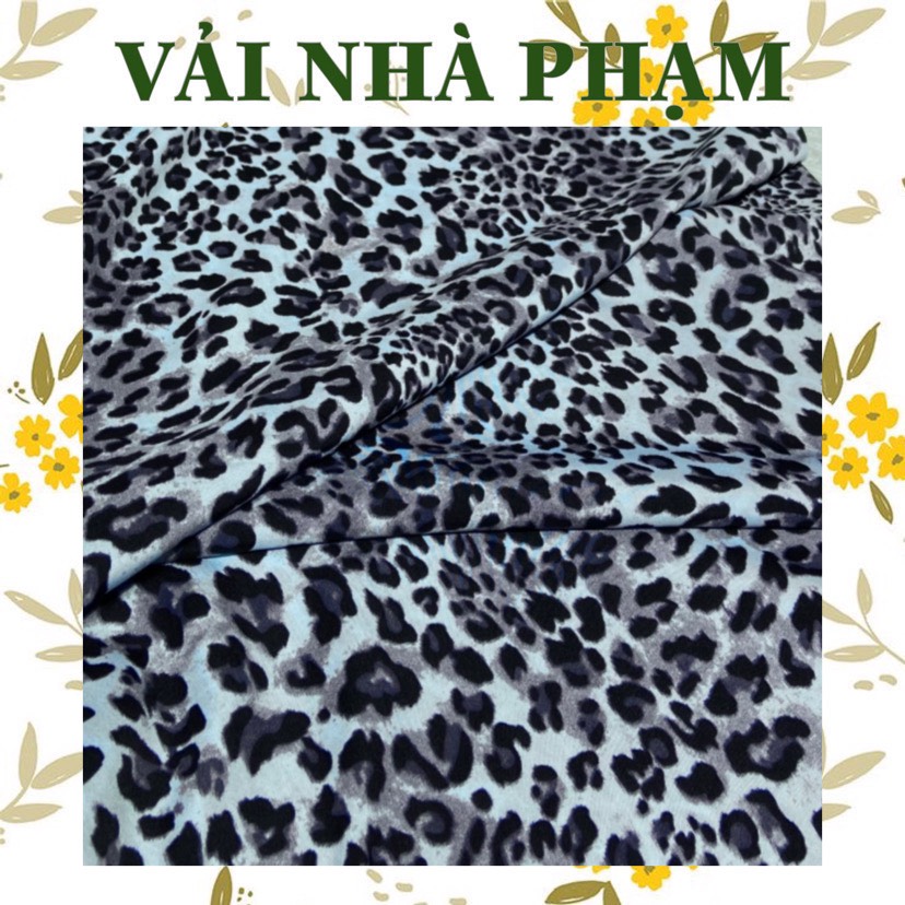 Vải lụa 75d họa tiết beo nền xanh nhạt-khổ 1.5m-vải nhà phạm