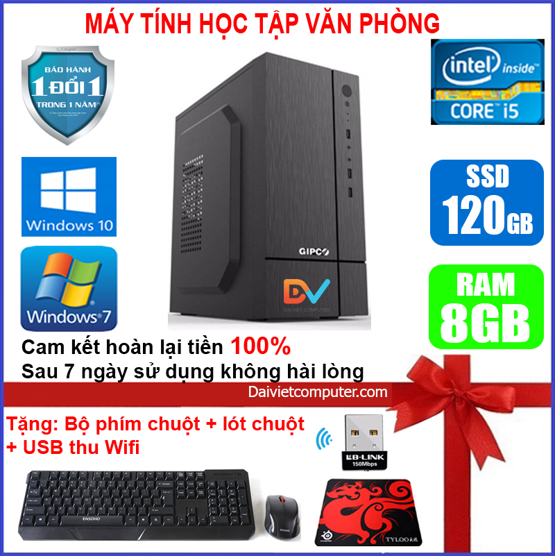 Case máy tính để bàn văn phòng CPU G620 / Core i5 2320 / Ram 4-8GB / SSD 120-240GB [TẶNG: Bộ phím chuột + USB thu wifi + bàn di chuột] VPi52 - LOZ