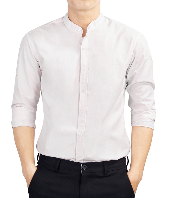[HCM]Áo sơ mi cổ trụ đơn giản