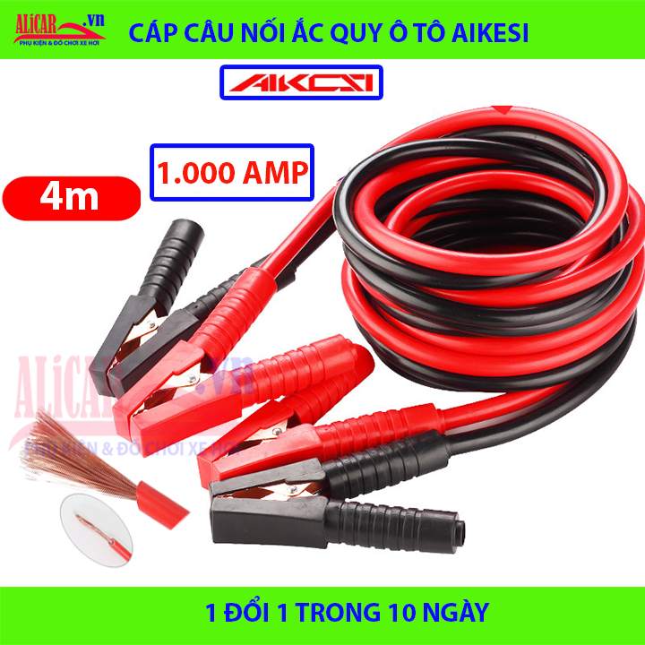 Dây cáp câu nối bình ắc quy ô tô AIKESI 4 mét 1.000A-12V, 24V