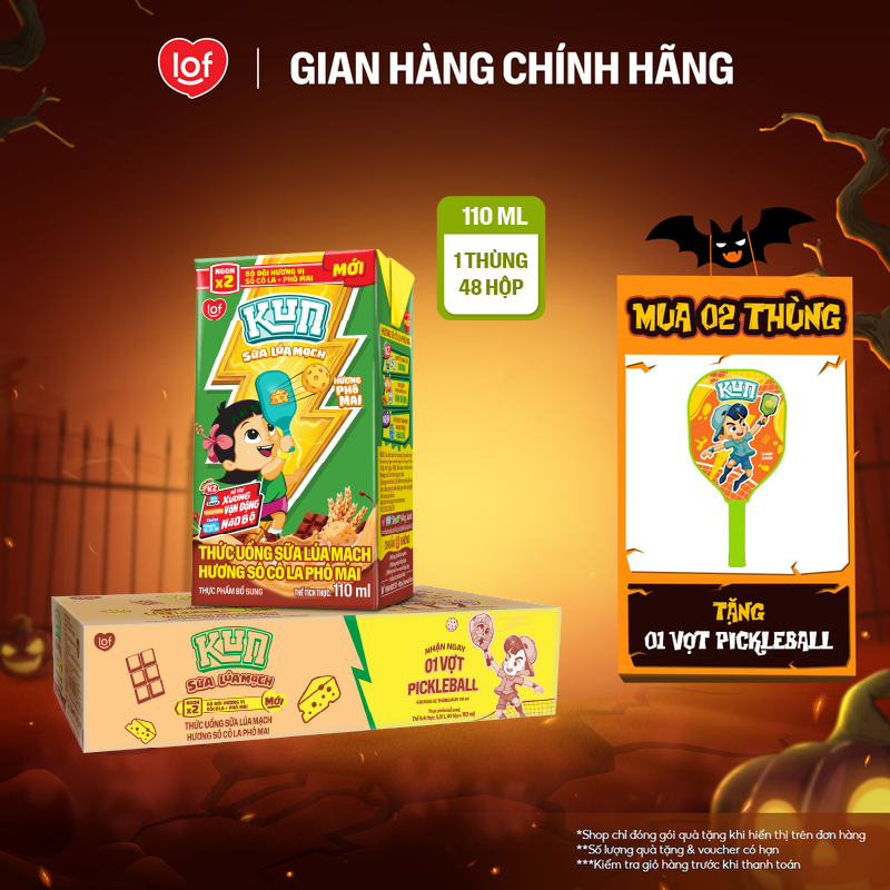 Sữa lúa mạch KUN hương socola phô mai thùng 48 hộp x 110ml