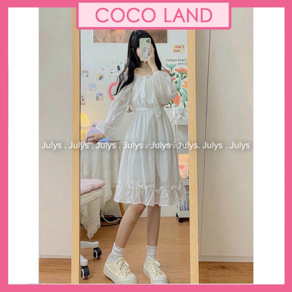 váy đầm hàn quốc trễ vai trắng tay bồng dáng dài, đầm trễ vai tiểu thư dự tiệc chất đẹp, ulzzang xinh xắn