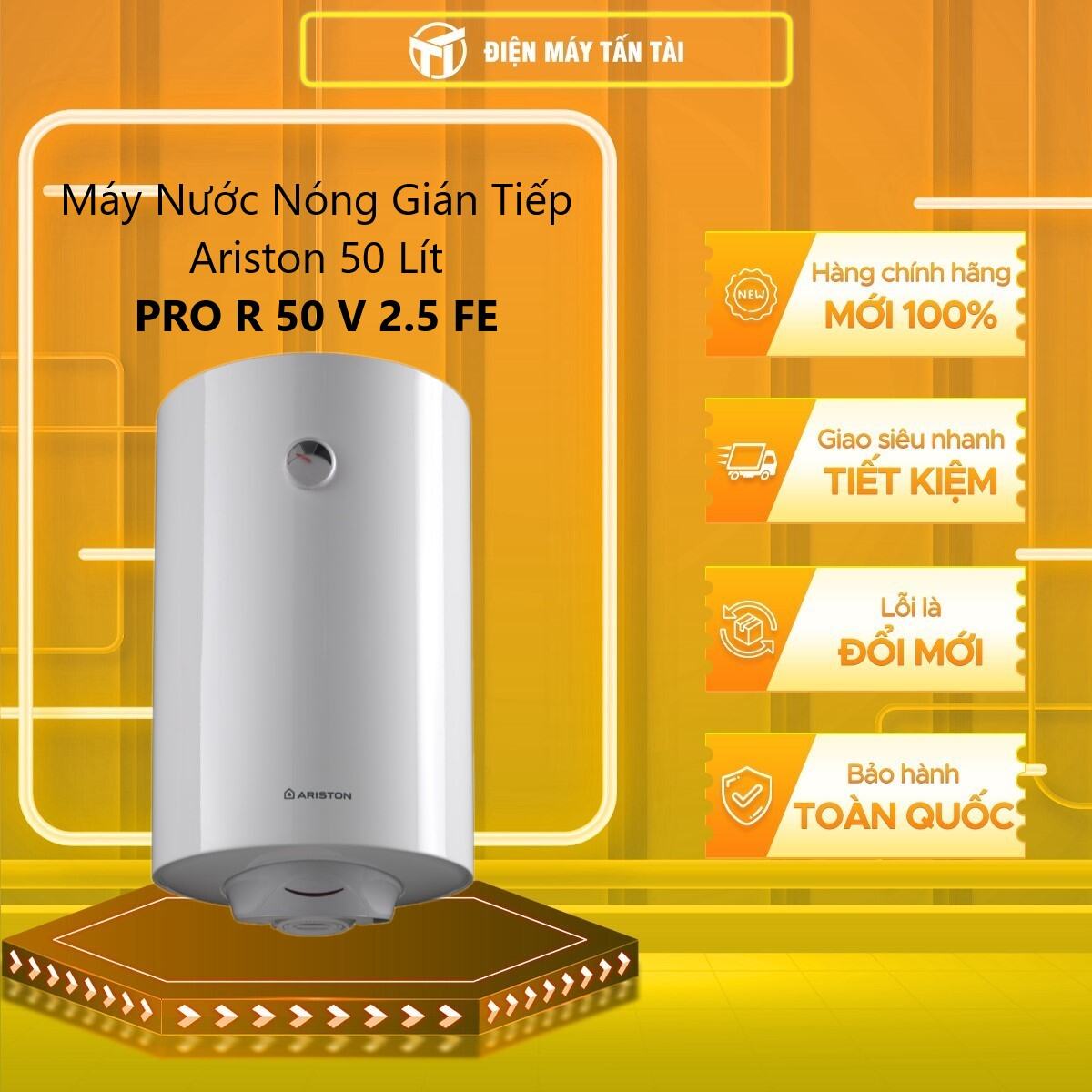 PRO R 50 V 2.5 FE - Máy nước nóng gián tiếp Ariston 50 lít PRO R 50 V 2.5 FE - Trang bị nhiều chức n