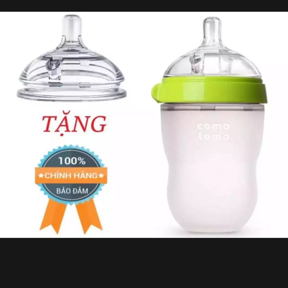 Bình sữa comotomo 250ml tặng kèm 1 núm ti thay thế phù hợp với con nhà bạn