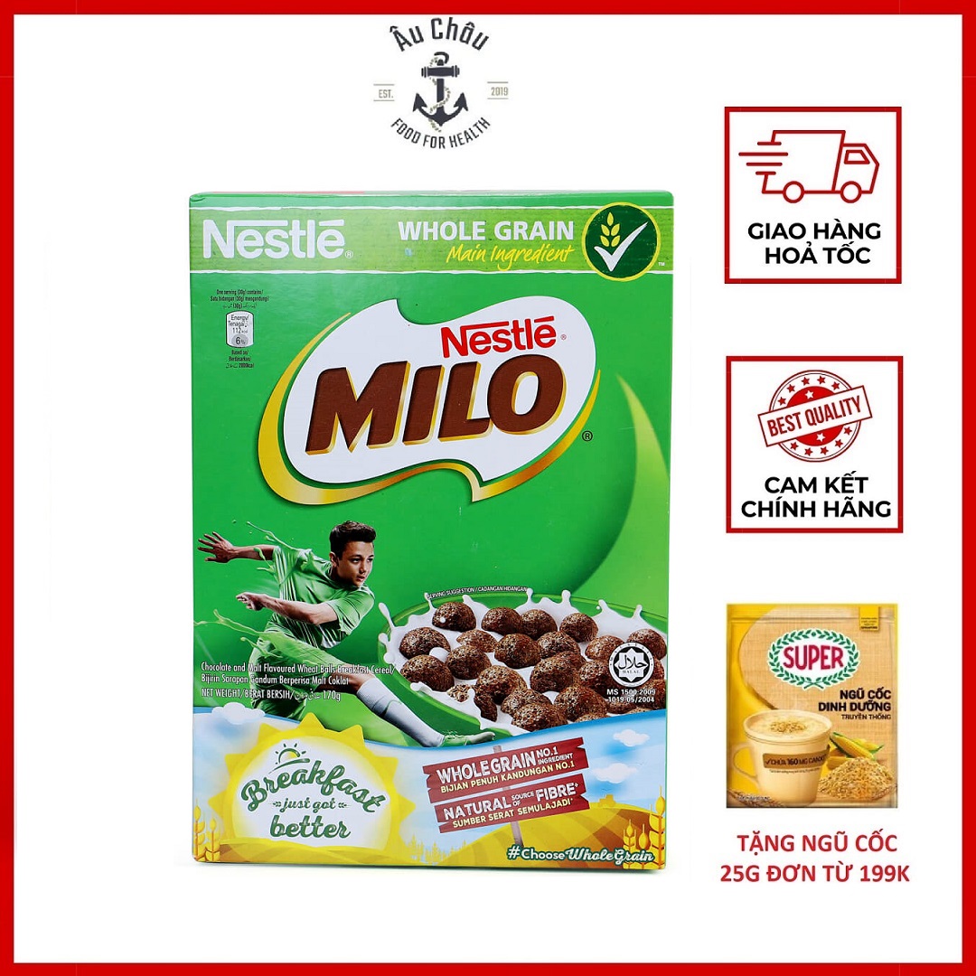 Bánh ngũ cốc Milo Nestle vị cacao ăn sáng dinh dưỡng hộp 170gr ít calo
