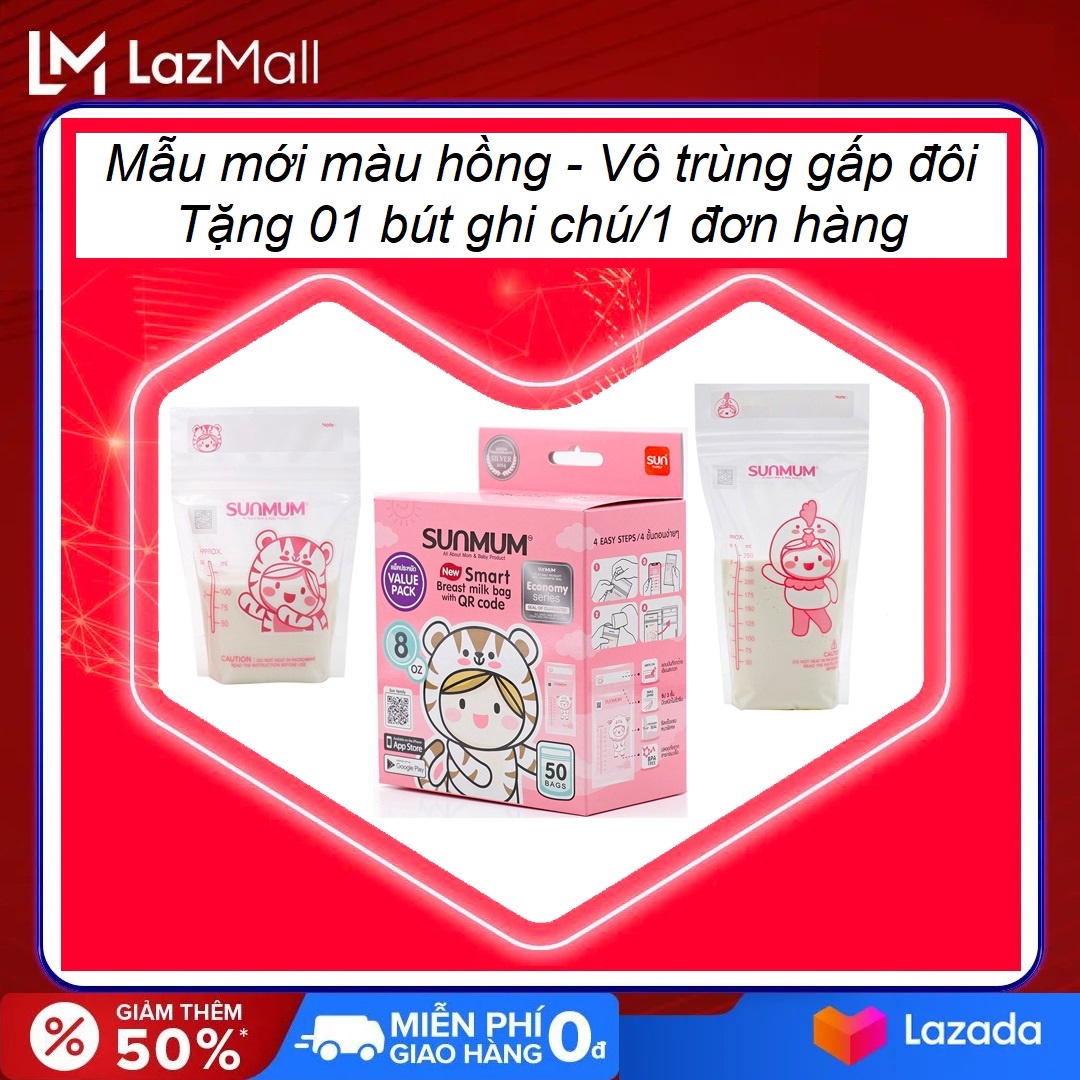 [Mẫu mới] Túi trữ sữa Sunmum Thái Lan 250ml, 100ml - 3 lớp khoá zip, Không độc hại, An toàn tuyệt đối, Có đầy đủ kiểm định Y Tế, nguyên Seal bạc Thái Lan