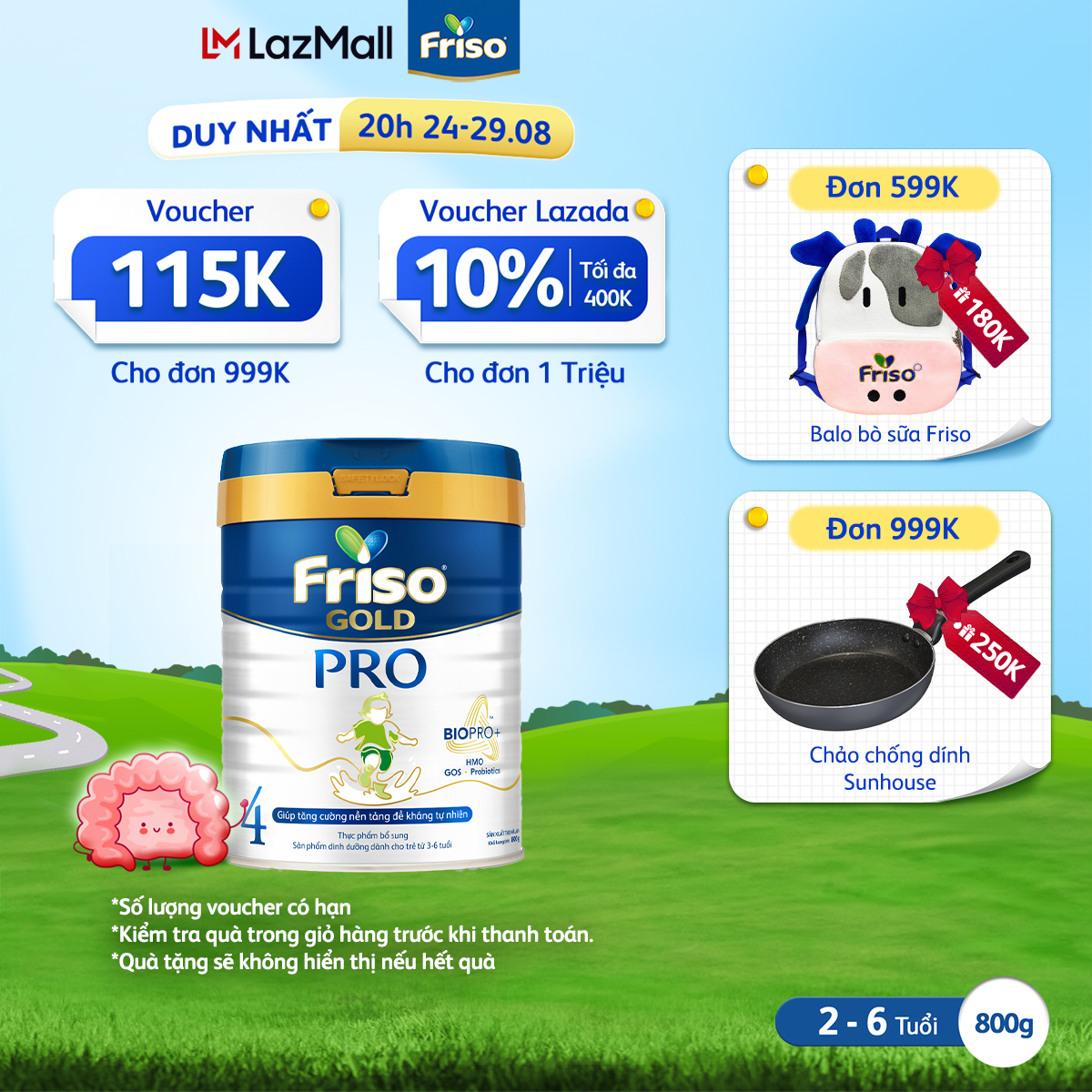Sữa friso gold pro 4 800g cho trẻ trên 3 tuổi