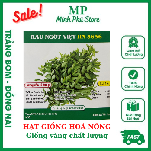 Rau ngót Việt HN3636_1g_Hạt giống Hoá nông rau củ quả trái lá chịu nhiệt, trồng quanh năm, nảy mầm tốt, năng suất cao_Siêu sale hot hit rẻ
