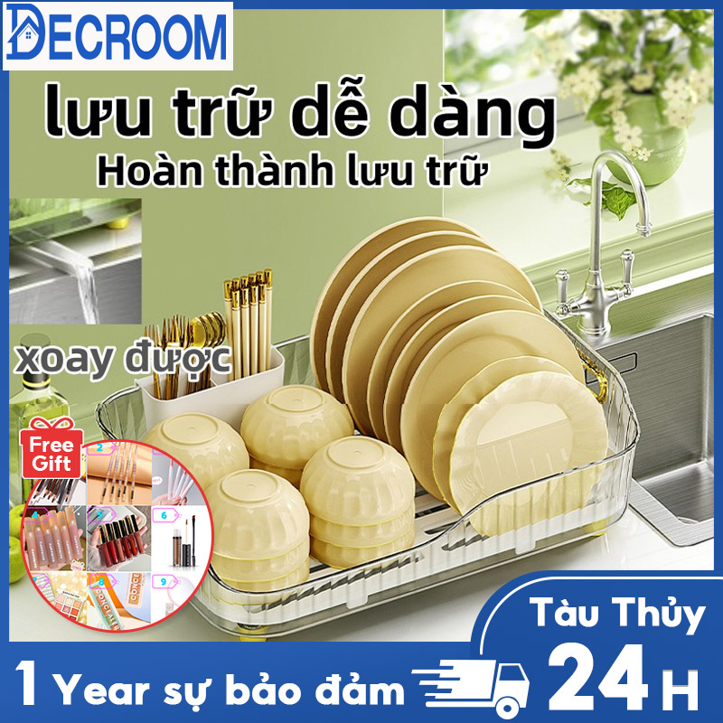 Giá để đĩa Giá bát đĩa thoát nước nhà bếp kệ acrylic giá để bát đĩa nhà bếp Kệ cốc Kệ bát đĩa,kệ úp chén có ống đũa đa năng kèm khay hứng thoát nước