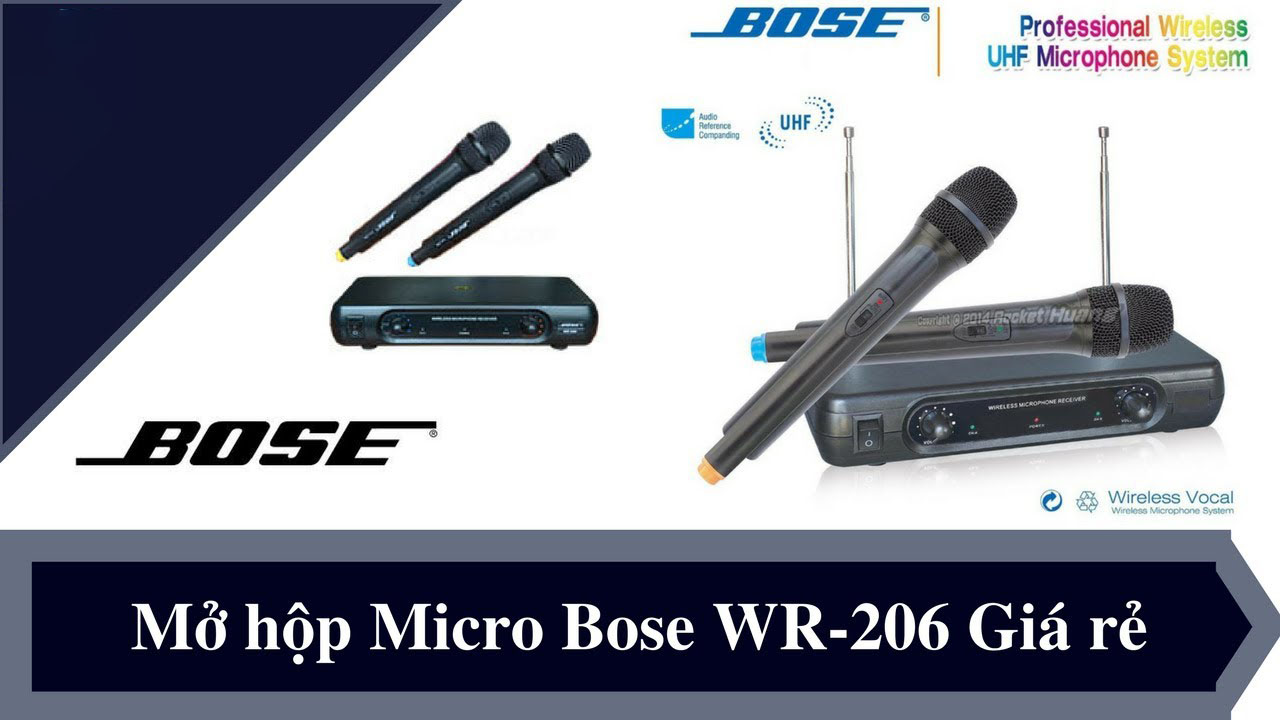 Micro karaoke Gia Đình, Micro karaoke Bose WR 206 ,Hai Micro không dây– Micro không dây sóng UHF – Hát nhẹ, chống hú hiệu quả sản phẩm bảo hành 12T