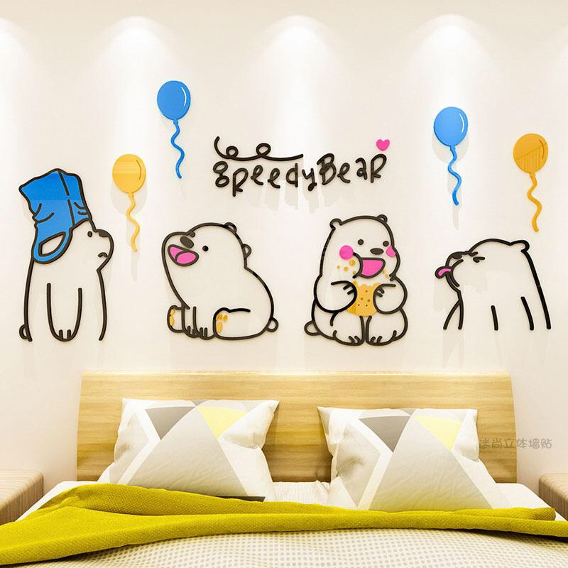 Tranh mica dán tường 3d, giấy dán tường acrylic, tranh mica 3d, tranh mica dán tường, mica dán tường, mica dán tường 3d, 4 con gấu