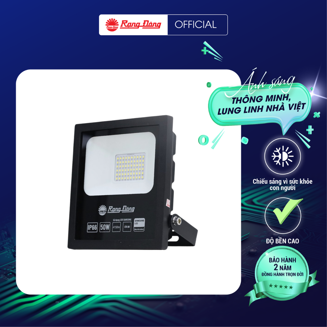Đèn Chiếu Pha LED CP06L 50W Chính hãng Rạng Đông Siêu tiết kiệm điện Tuổi thọ cao Chất lượng ánh sáng tốt Chống xung sét