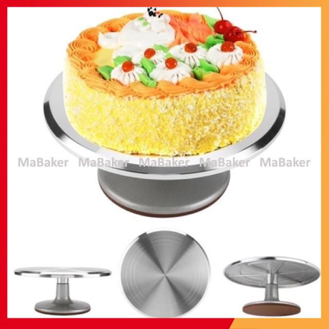 Bàn xoay inox đa năng, cao cấp siêu bền, chịu lực, đế cao su chống trượt, trang trí bánh kem, cắm hoa - MaBaker
