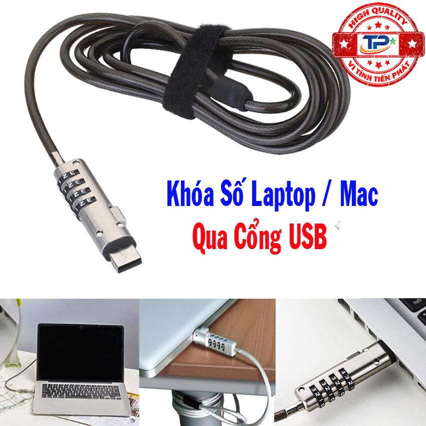 Dây khóa Số chống trộm bảo vệ Laptop / Mac / thùng máy vi tính PC / Màn Hình TiVi ... và các thiết bị điện tử khác LU-201 Khóa qua cổng USB Mẫu LU 201