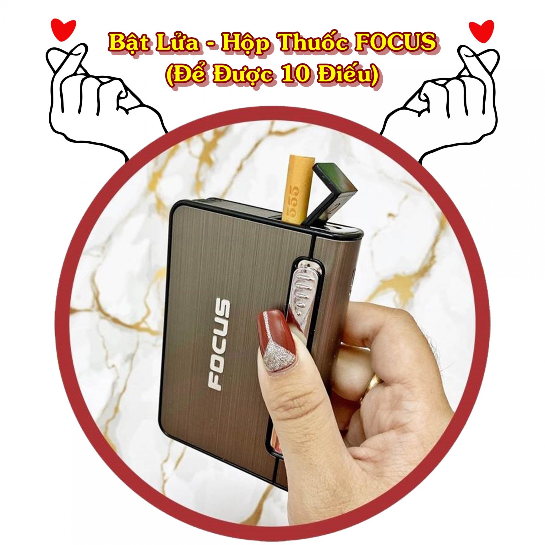 Hộp đựng thuốt kiêm bật lửa bỏ túi - đựng 10 cái điêu