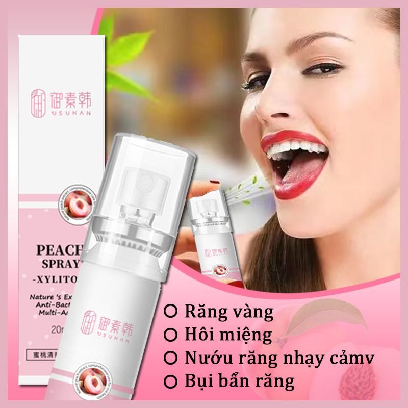 Thuốc xịt miệng thơm Thuốc xịt miệng Chăm sóc răng miệng Miệng lâu dài 20ML Hương đào ngọt giải quyết hôi miệng