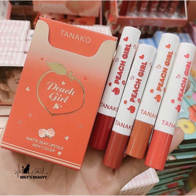 Set Son Thỏi Tanako Peach Girl Matte Silky siêu xinh