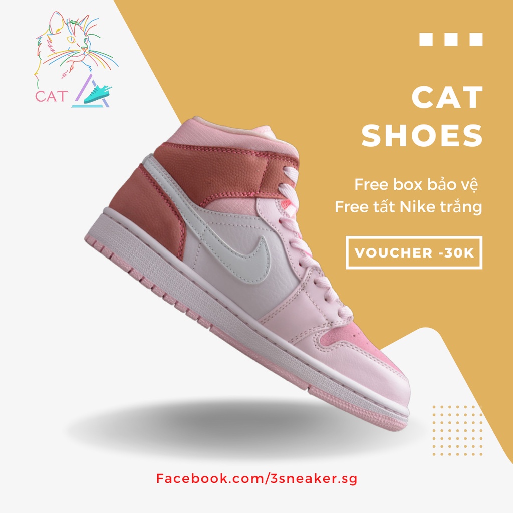 Giày Nike Jordan 1 High Digital Pink, JD1 Cao Hồng; Full Box, Phụ Kiện,  Tặng Vớ Trắng 