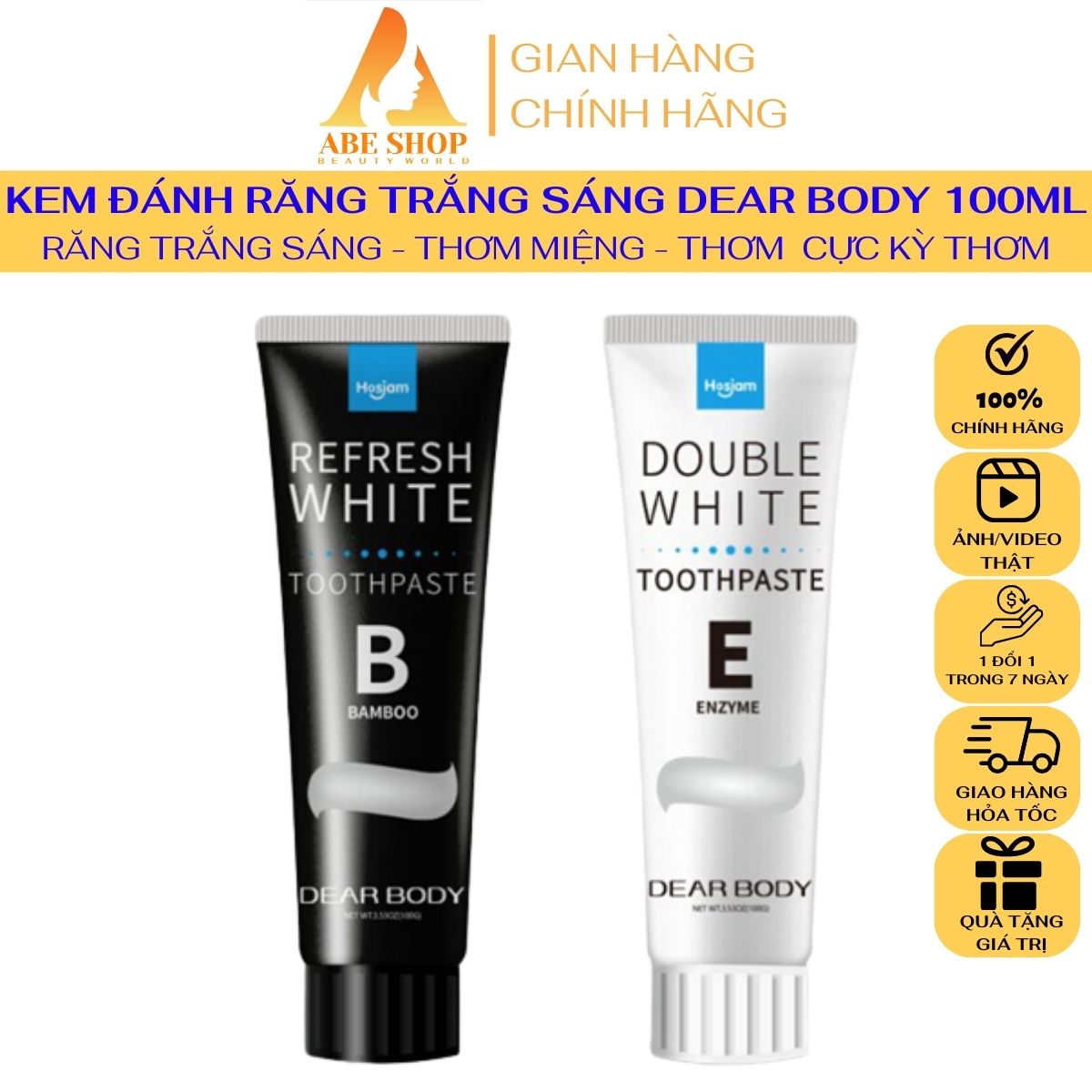Kem đánh răng than tre dear body - toothpaste bamboo 100g - hàm răng trắng sáng - tươi mát - hơi thở thơm tho