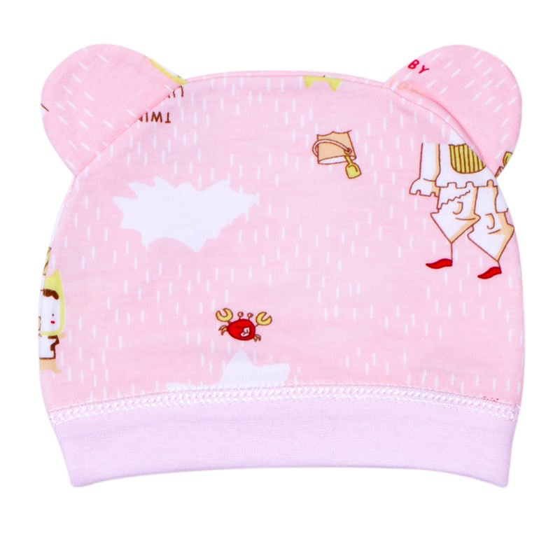 Mũ sơ sinh-Mũ sơ sinh cotton in hình cho bé
