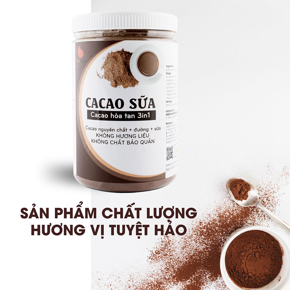 [SẢN XUẤT MỚI] Bột CACAO SỮA hòa tan 3 in 1 Light Cacao đậm đà thơm ngon,dùng pha uống liền, đặc biệt không pha trộn hương liệu, 100% từ cacao nguyên chất - hũ 550g - 650gr