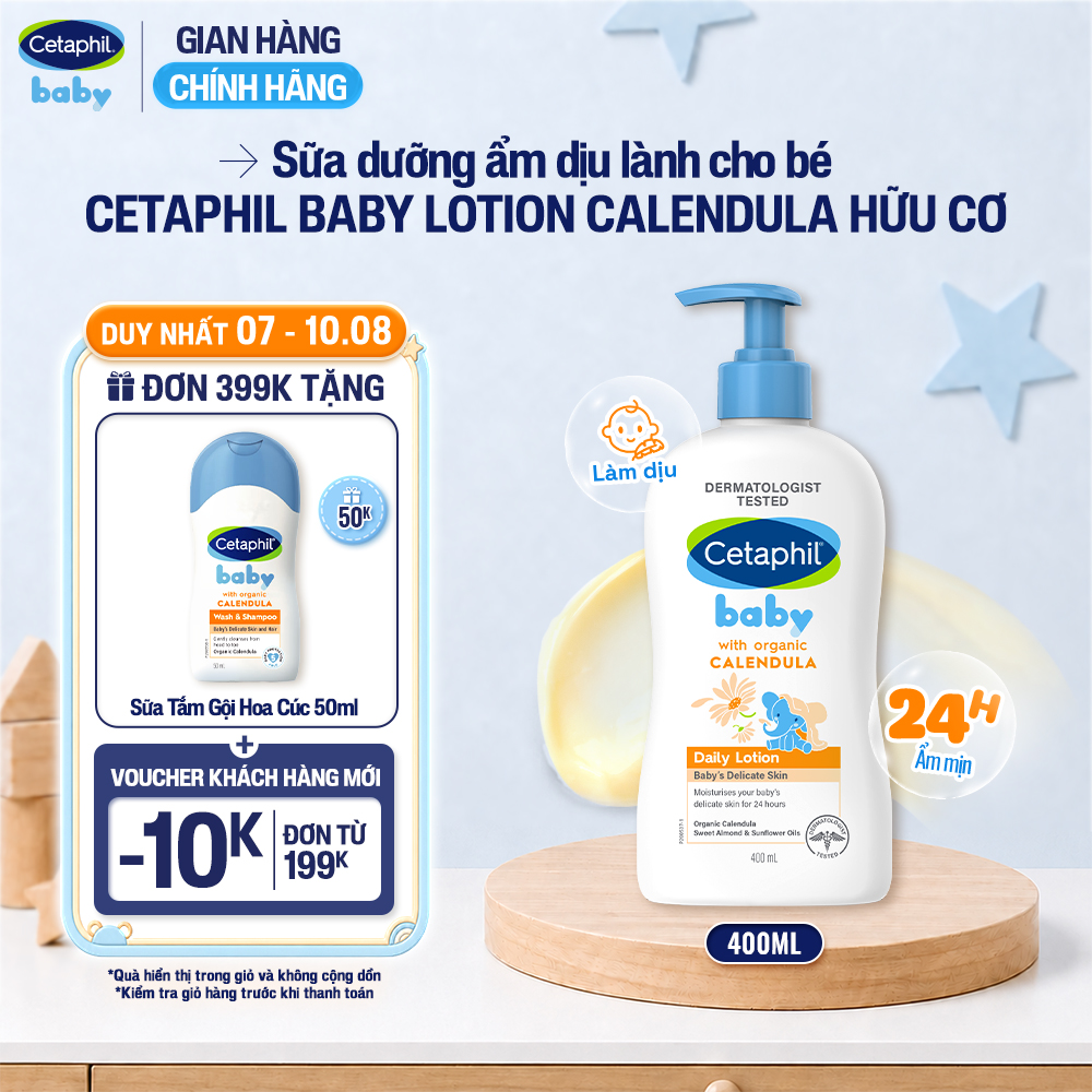 Sữa dưỡng ẩm dịu lành cho bé CETAPHIL BABY LOTION WITH ORGANIC CALENDULA 400ML