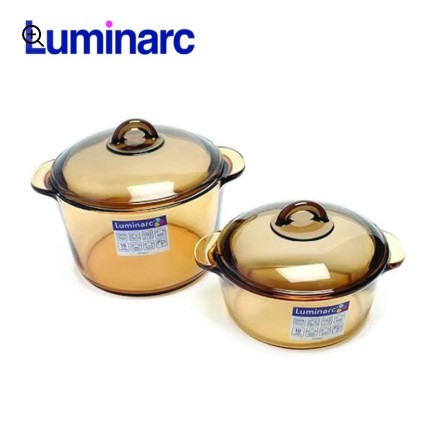 Bộ 2 nồi thủy tinh Luminarc Vitro Amberline granite 1L + 3L