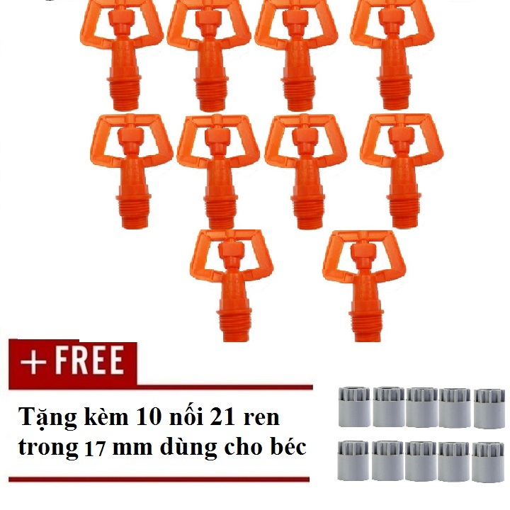 [HCM]Bộ 10 béc tưới cây 360 độ béc tưới phun mưa răng ngoài 17 21mm.