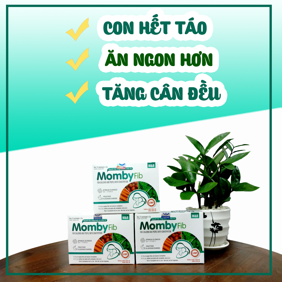 [HCM]Cốm Vi Sinh MOMBYFIB (MOMBY FIB đánh bay táo bón hộp 12 gói ) chính hãng