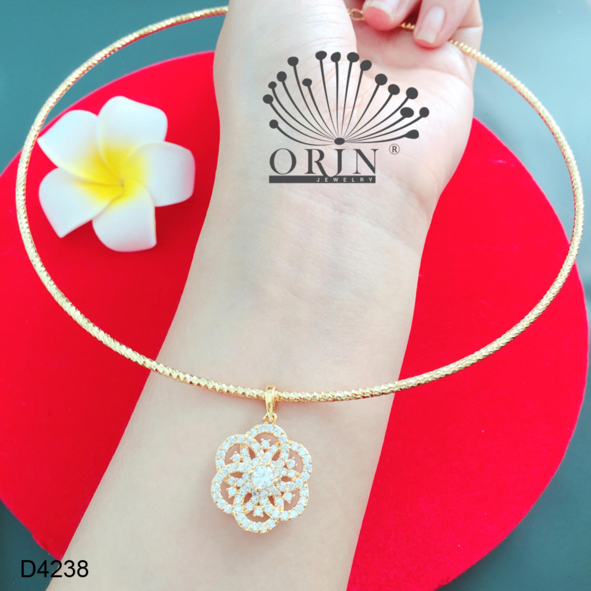 Kiềng cổ dạng nhuyễn bền màu mặt hoa mai 5 cánh nhỏ tiny đính đá thiết kế cao cấp Orin D4238 - Long Tien