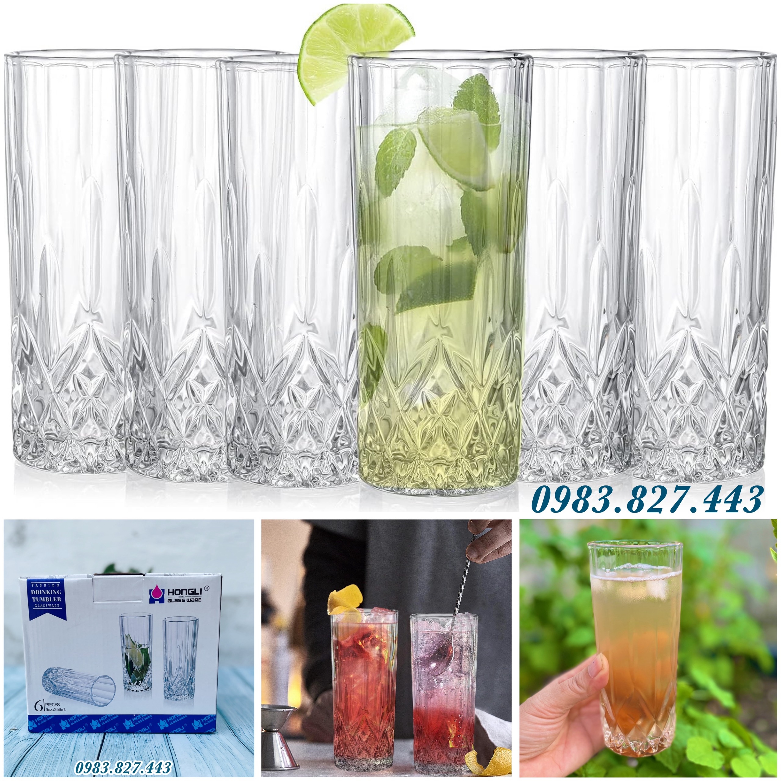 Ly Thủy Tinh Hongli Glass ware - Thủy tinh cao cấp - Bộ 06 chiếc