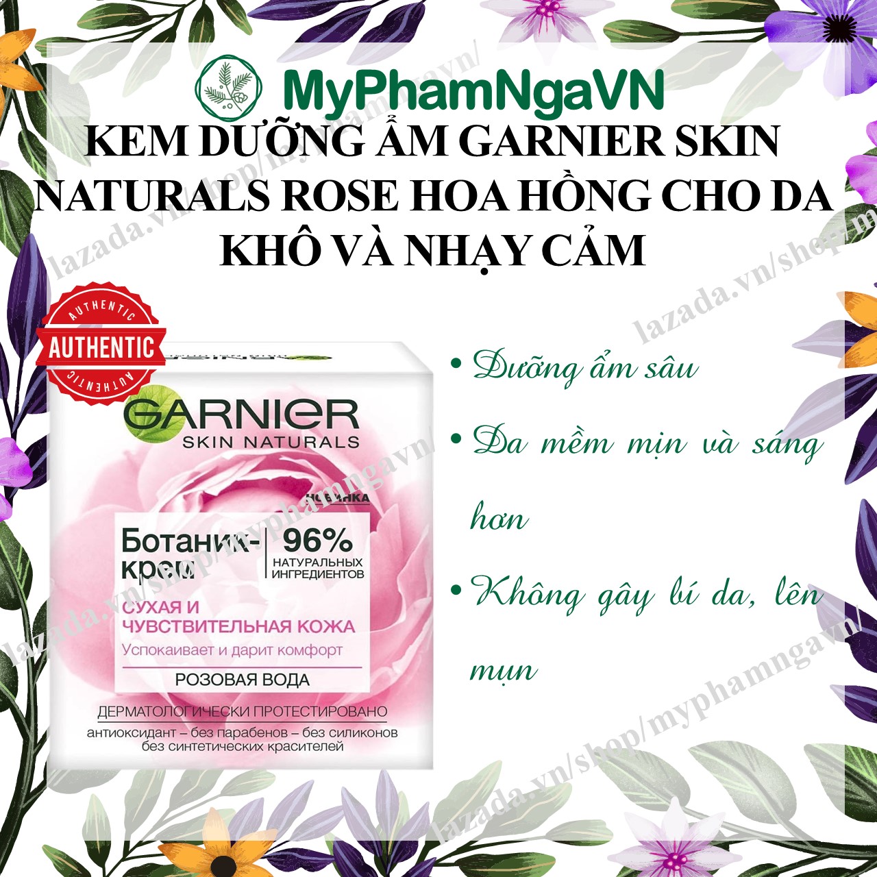 Kem Dưỡng Da Mặt Ganier Skin Naturals Rose Cho Da Khô Và Da Nhạy Cảm 50ml