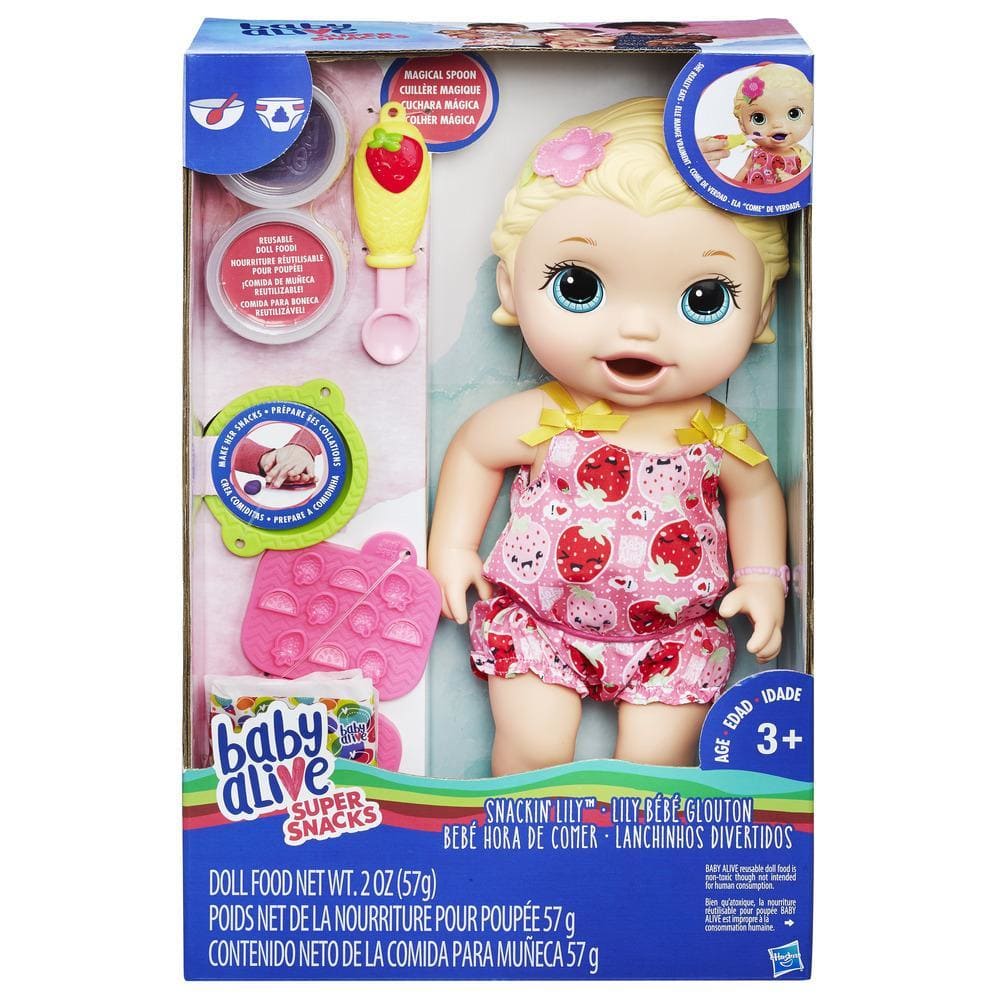 Đồ chơi búp bê bé lily tập ăn dặm - baby alive super snacks - hasbro c2697