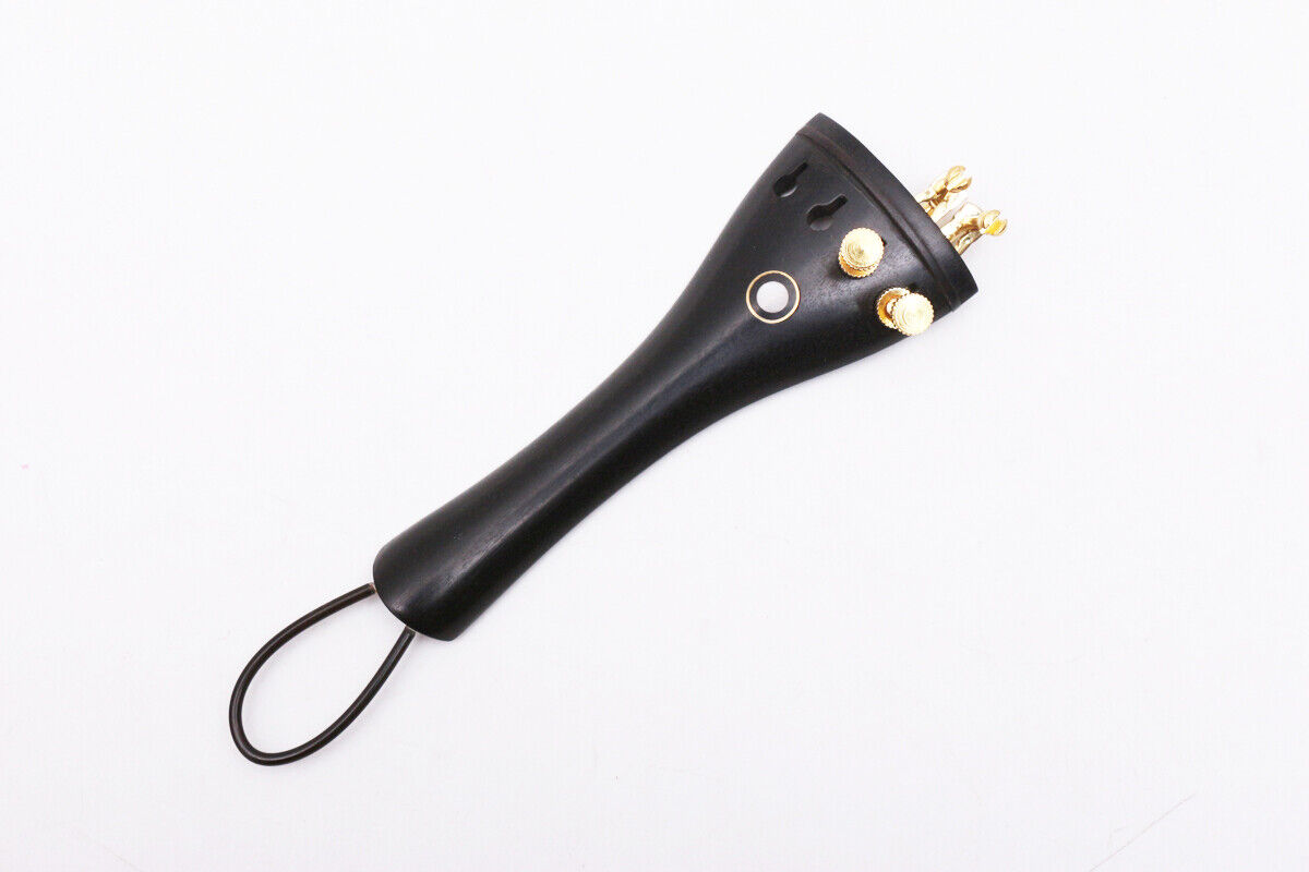 4 Chuỗi 44 Violin tailpiece gỗ mun với đuôi-Gut Fine-Tuner