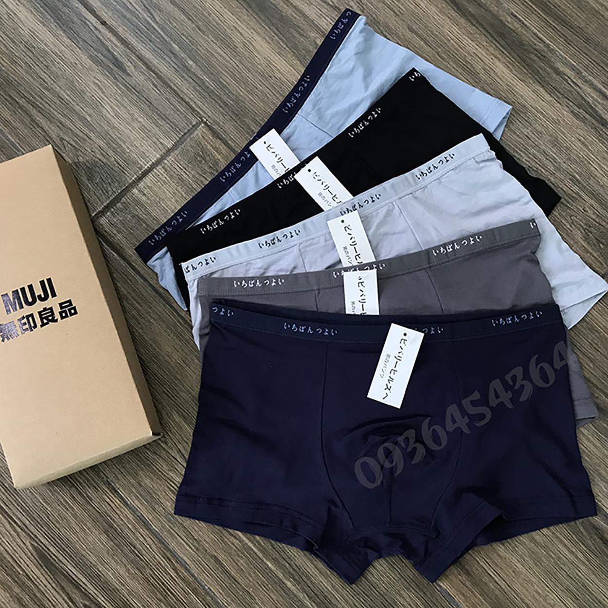 Quần lót nam boxer, quần sịp nam, quần lót đùi nam thun mát lạnh hộp 5 chiếc