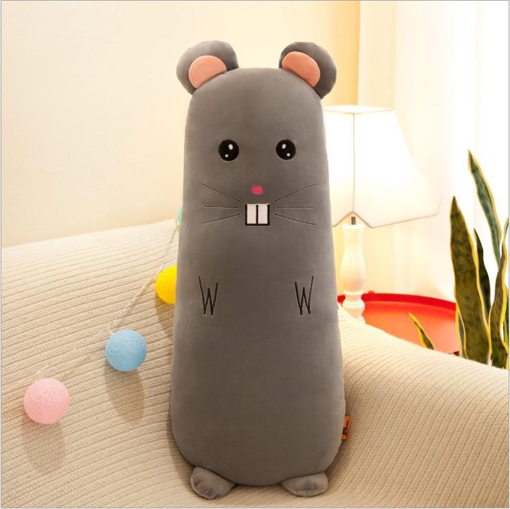 Gối Ôm Hình Thú Dài 70cm Siêu Mềm Cho Em Bé (CHUỘT XÁM)