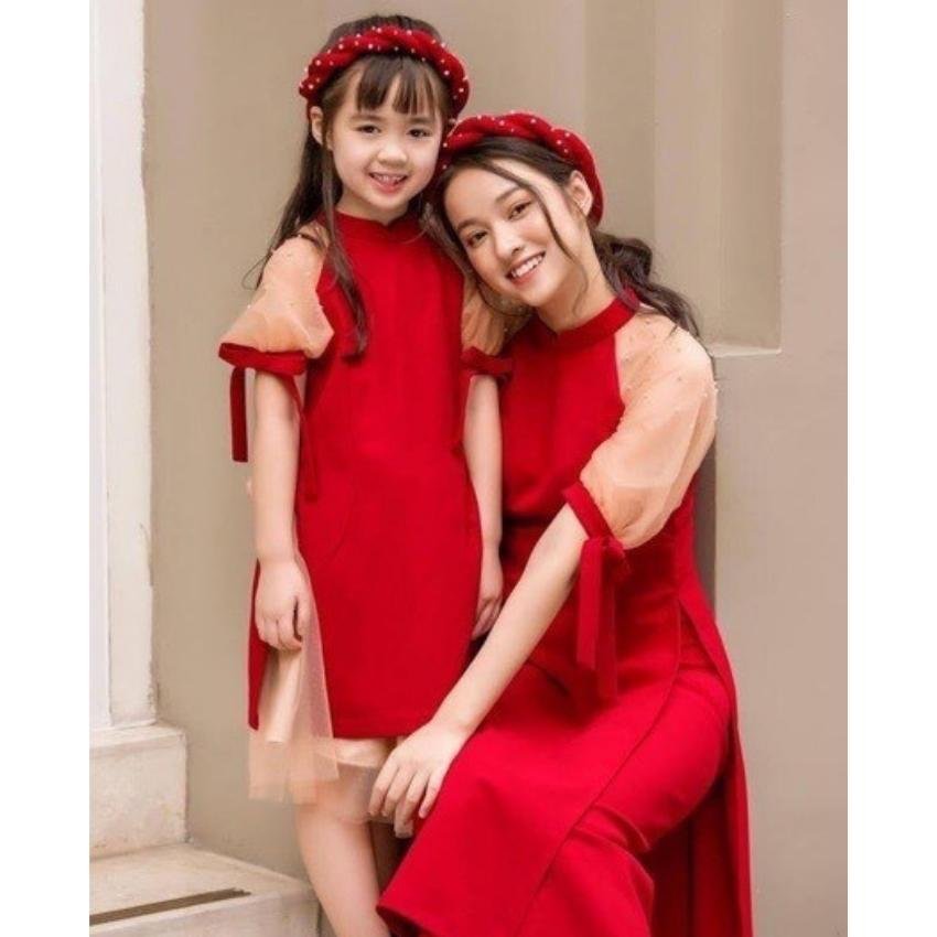 [HCM]Áo dài cách tân nữ phối tay nơ ngày tết Mẫu M852 Thời trang ELVIN FASHION cao cấp dành cho mẹ và bé Phong cách trẻ trung nữ tính Hàng chất lượng XNK