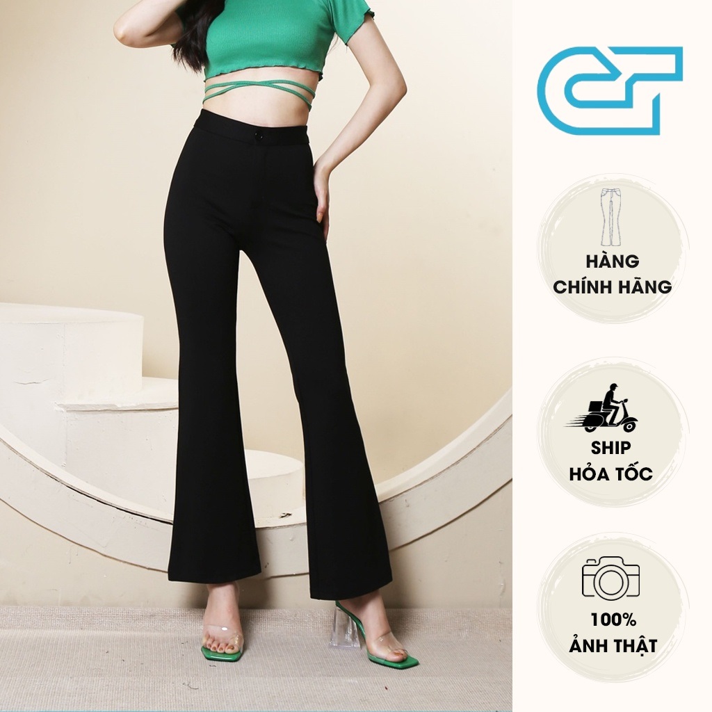 Quần vải ống loe cạp cao chất vải umi co giãn chống nhăn CP28, CT JEANS