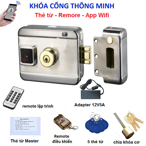 Khóa cổng thông minh điều khiển từ xa bằng remote hoặc app