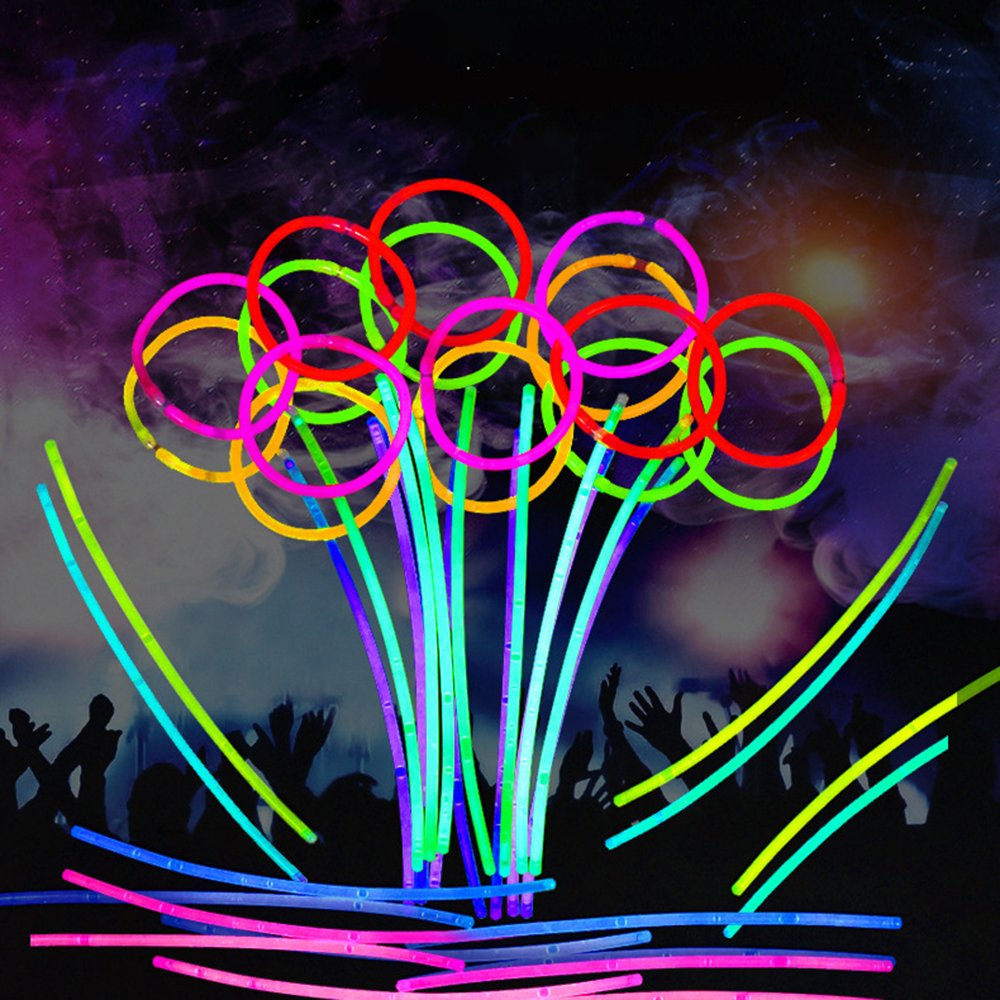 Bộ 100 que phát sáng dạ quang nhiều màu sắc, chất liệu nhựa dẻo an toàn, rễ dàng uốn chỉnh theo ý thích